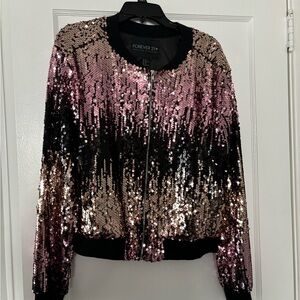 Forever 21 Plus Size Black Bomber Jacket